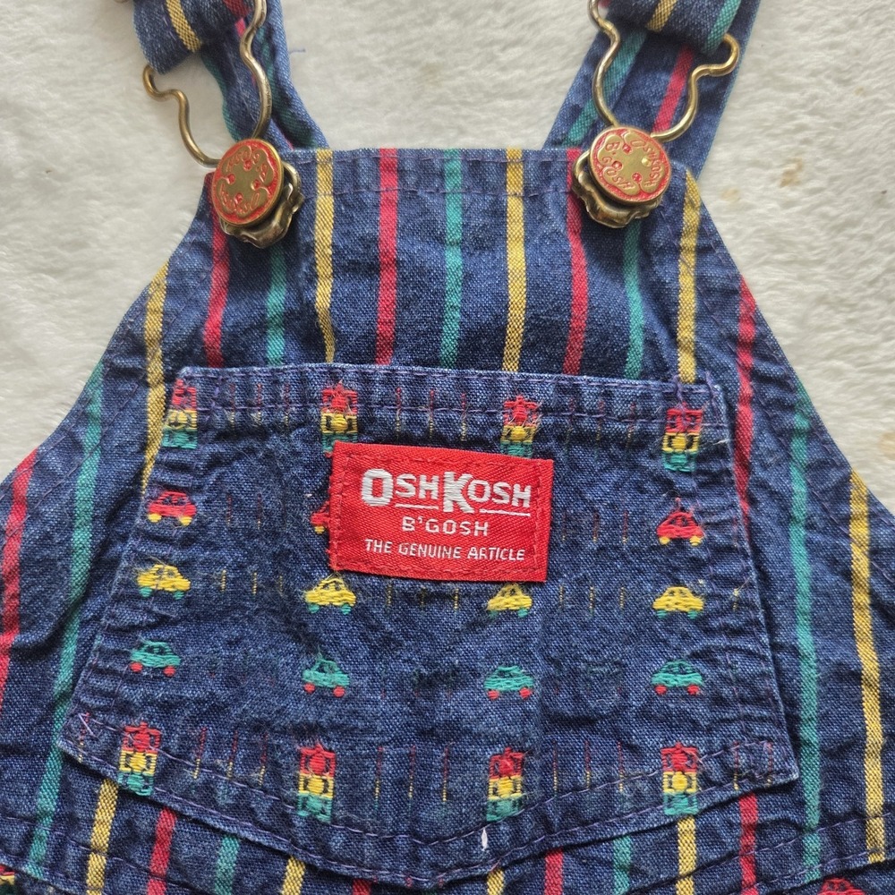 vintage oshkosh b gosh Denim Overalls Cars Traffic Signal Crossback 3-6 Months - Picture 3 of 7